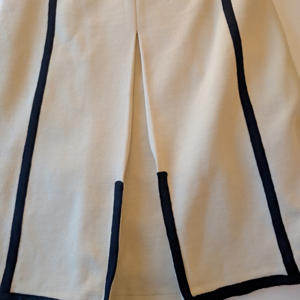 Tory Burch Addis Cream & Navy Sleeveless Tailored Dress | Size L - Picture 3 of 9